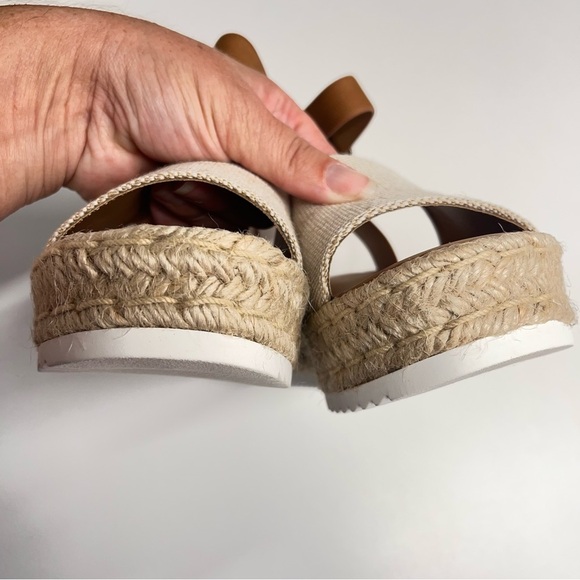 Imperfect Soda Stylish Espadrille Sandals open toe buckle ankle sz 7 tan brown - Picture 6 of 12